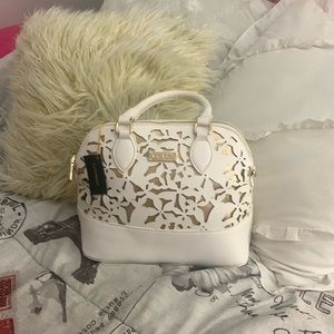Bebe white small dome purse